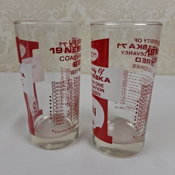 University of Nebraska 1971 Championship Glasses, Set of 2, Vintage - Picture 2 of 11